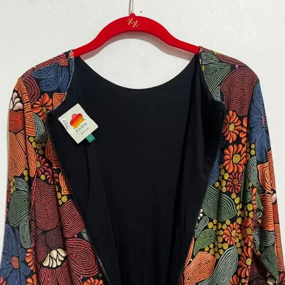 Farm Rio Floral Midi Dress Large Stitched Boho Fall Wedding Guest Worn Once - Picture 9 of 15